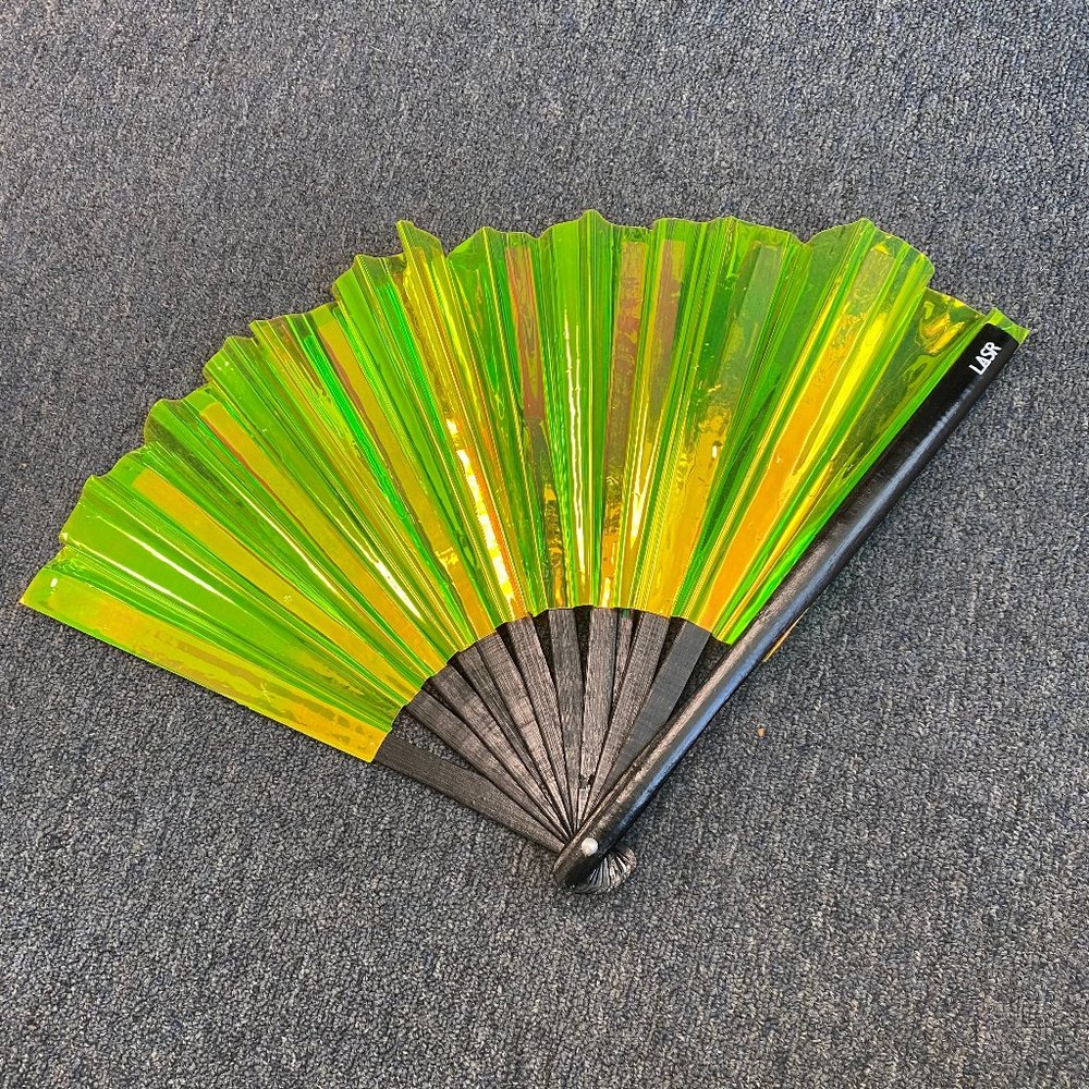 PRE-LOVED LASR - Acid Drip Iridescent Fluid Rave Fan- MISC015